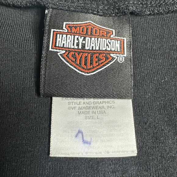 Harley Davidson Bling Tee L Black Las Vegas Rhinestone Logo USA Y2K Biker Babe - Picture 6 of 9